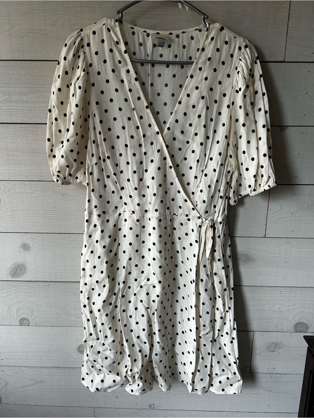 a new day Cream and Black Polka Dot Wrap Dress